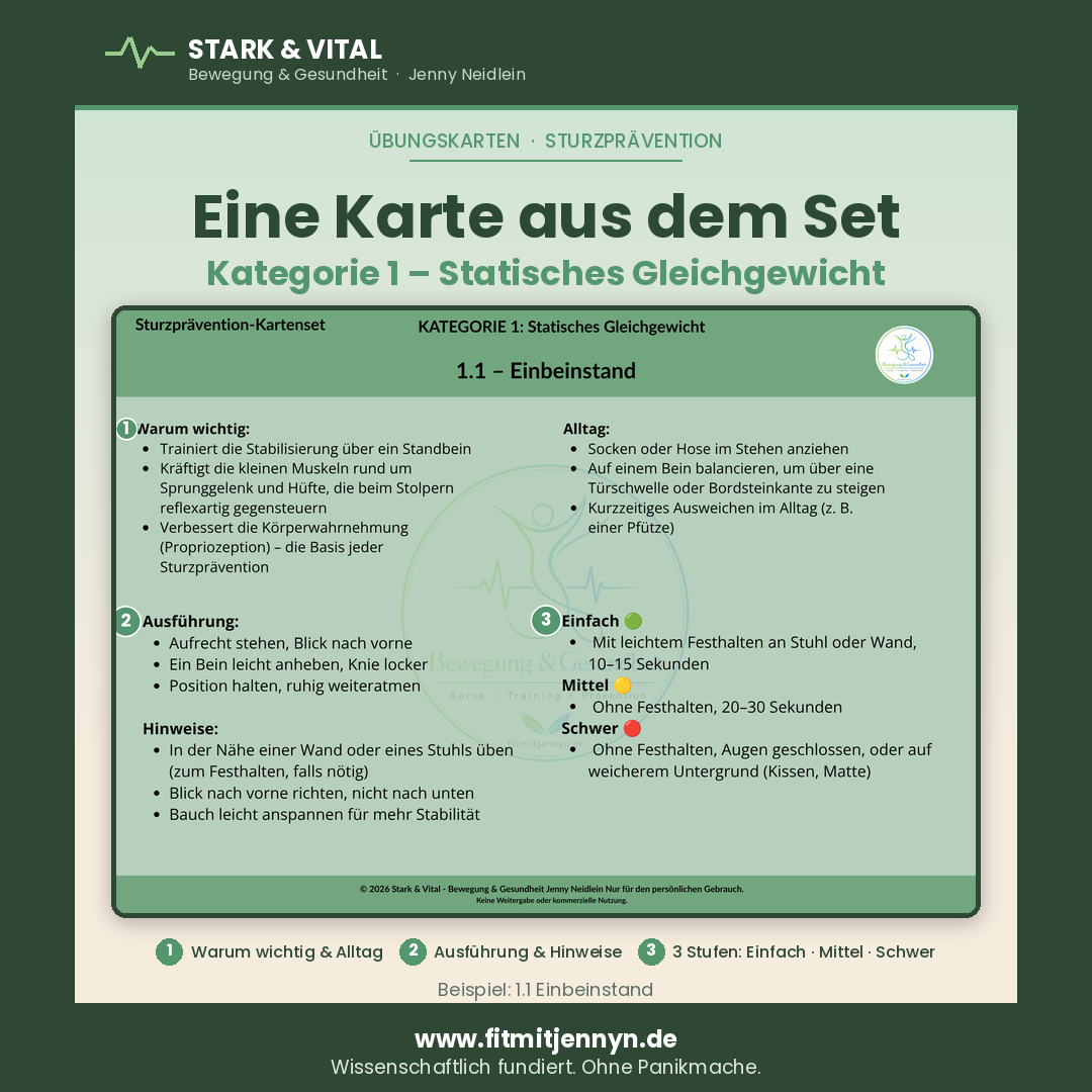 Sicherer Stand: Gleichgewichts-Trainingskarten für mehr Sicherheit beim Gehen und Stehen