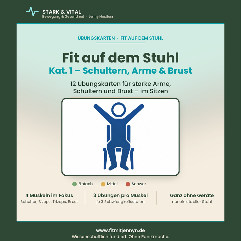 Fit auf dem Stuhl: Trainingskarten Schultern, Arme & Brust für mehr Kraft im Alltag