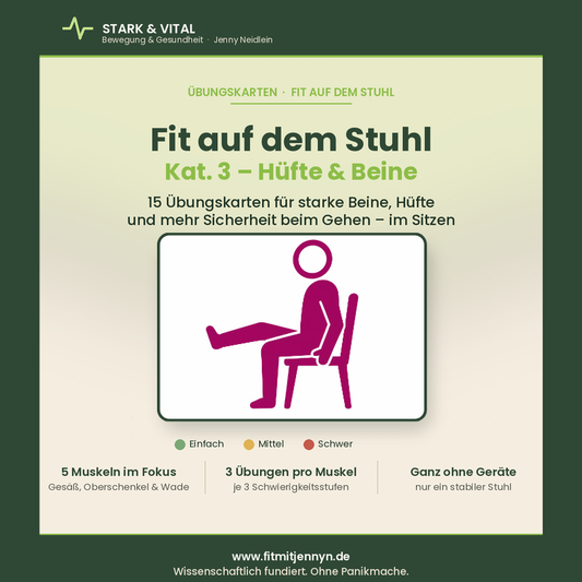 Fit auf dem Stuhl: Trainingskarten Hüfte & Beine für sicheres Aufstehen und Treppensteigen