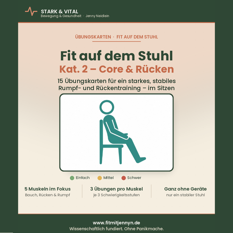 Fit auf dem Stuhl: Trainingskarten Core & Rücken für aufrechte Haltung