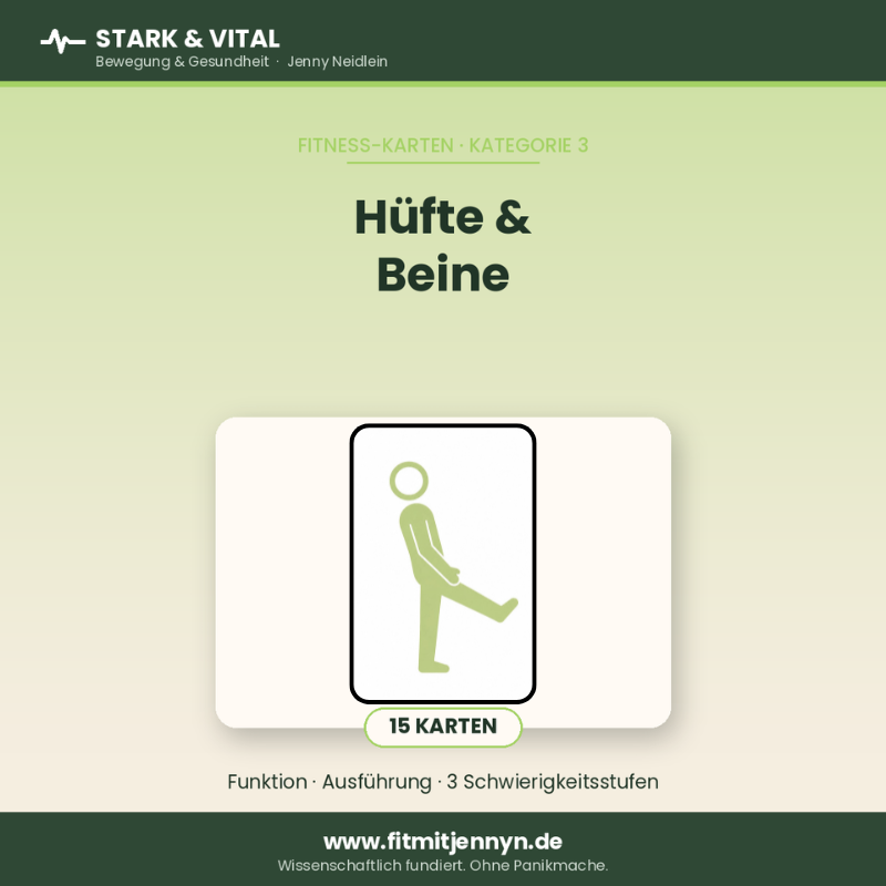 Trainingskarten Hüfte & Beine für zu Hause: Kräftige Beine beim Aufstehen und Treppensteigen