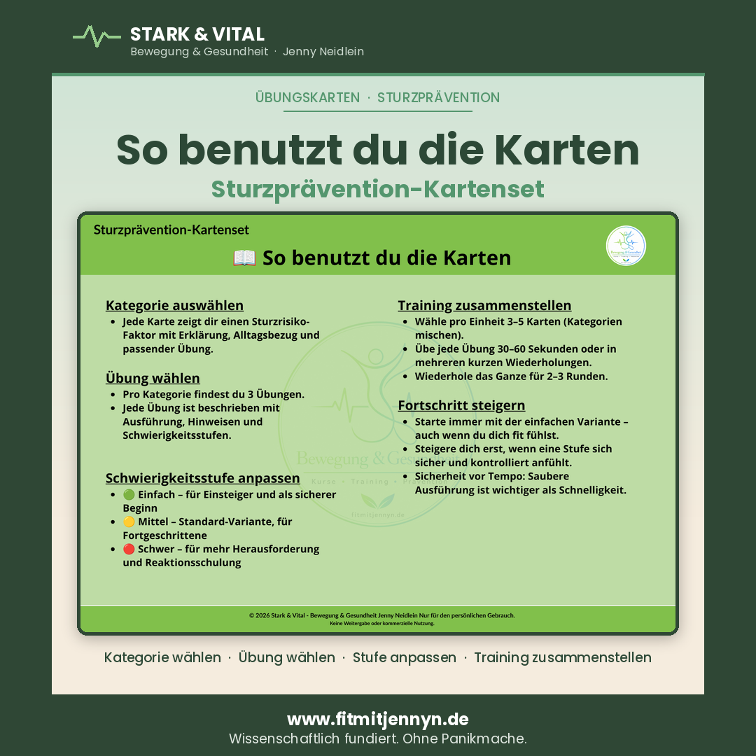 Sicherer Stand: Gleichgewichts-Trainingskarten für mehr Sicherheit beim Gehen und Stehen